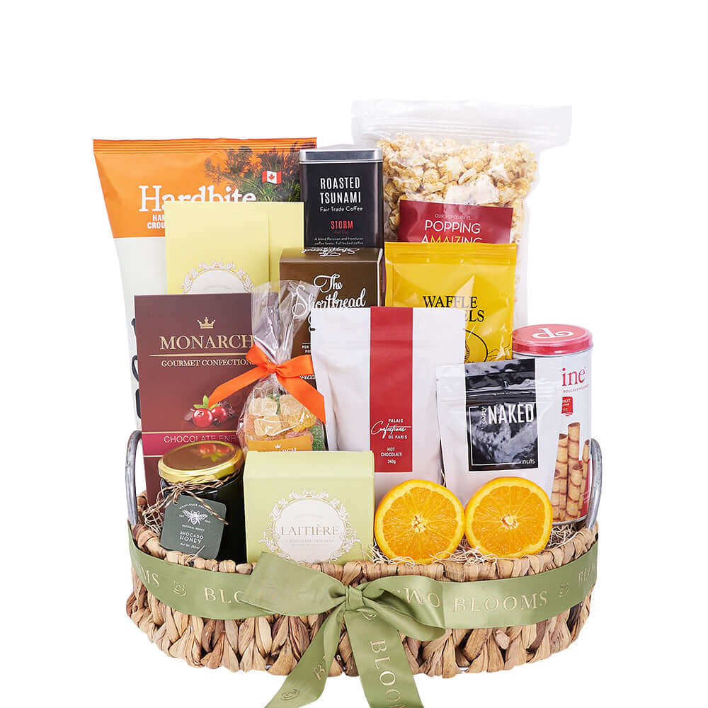 Oval Woven Snack Basket – how the gift is presented