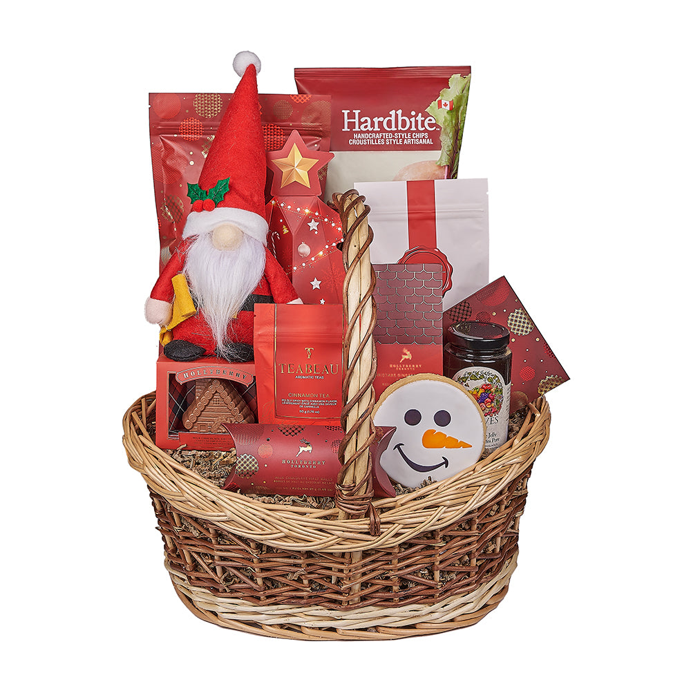 Holiday Plush Santa Treats Basket – how the gift is presented