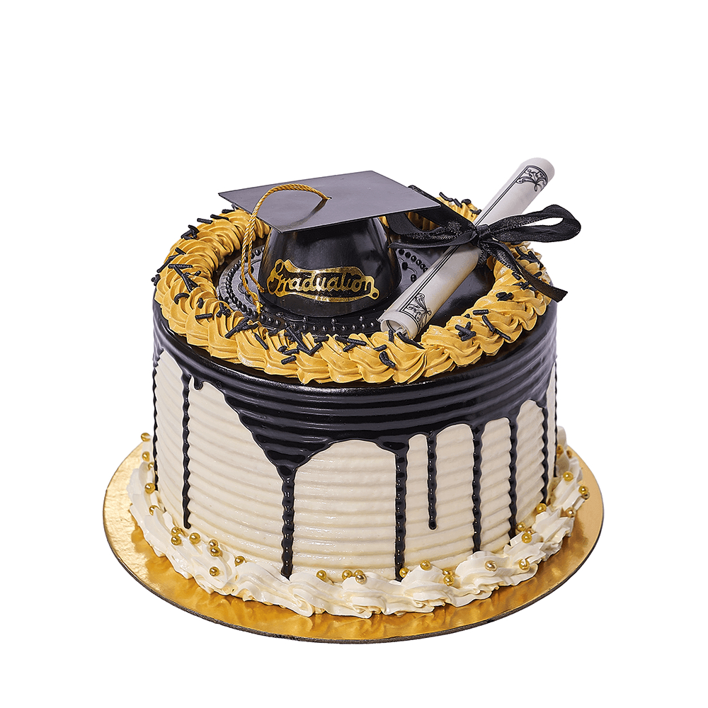 Graduation Theme Vanilla Cake – how the gift is presented