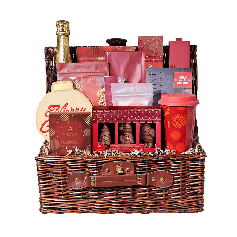 Sparkling Wine Holiday Treat Basket – how the gift is presented
