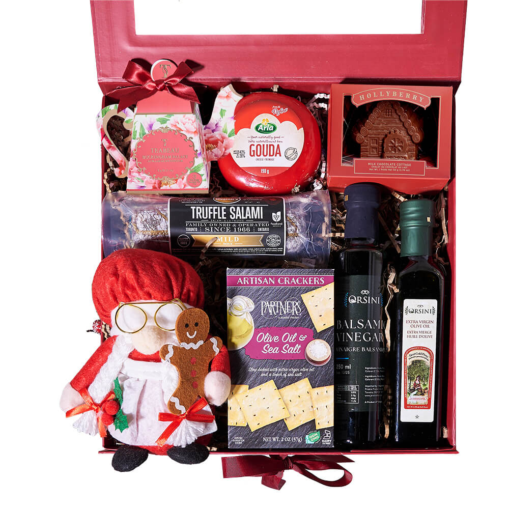 Holiday Mrs Claus Plush Snack Box – how the gift is presented