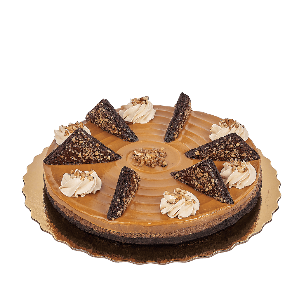 Large Caramel Pecan Fudge Cheesecake, Vancouver – how the gift is presented