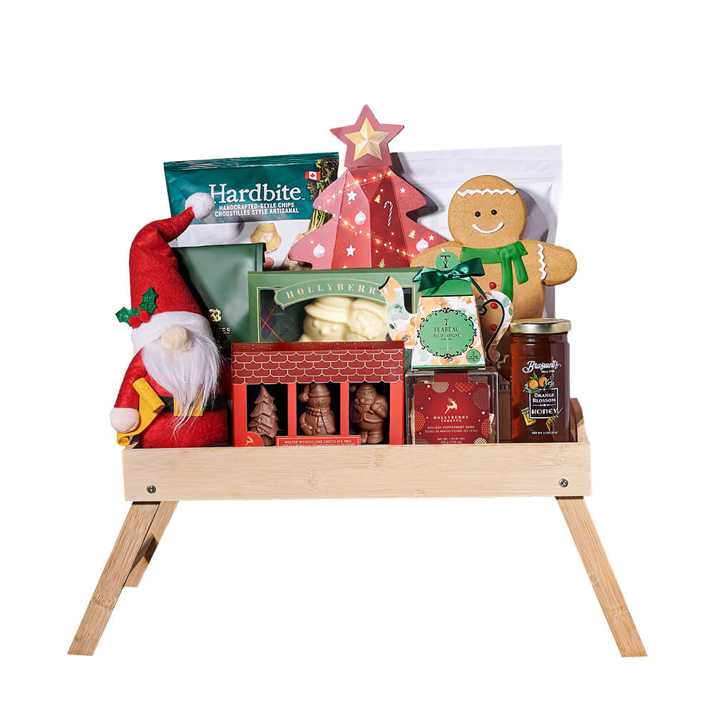 Santa Tea & Cookies Gift Tray, Vancouver – how the gift is presented