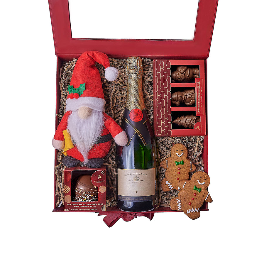 Santa’s Bubbly Holiday Box, christams gift, christmas, chocolate gift, chocolate, champagne gift, champagne, sparkling wine gift, sparkling wine, Vancouver delivery