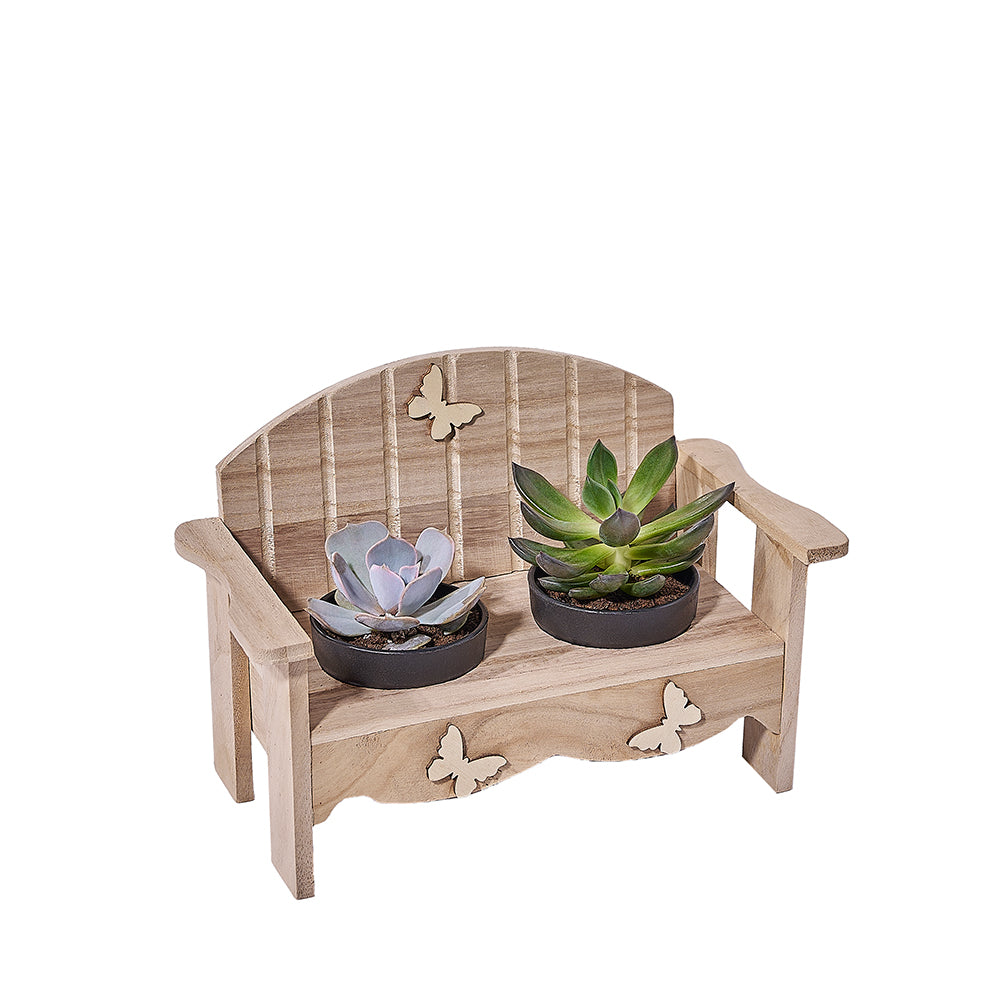Handcrafted Wooden Succulent Plant Bench – how the gift is presented