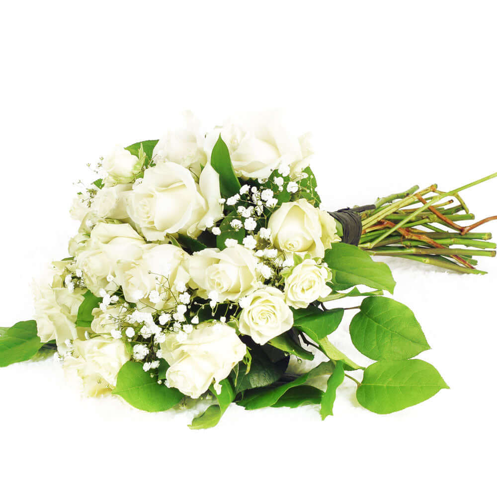 White Rose Spray Bouquet – how the gift is presented
