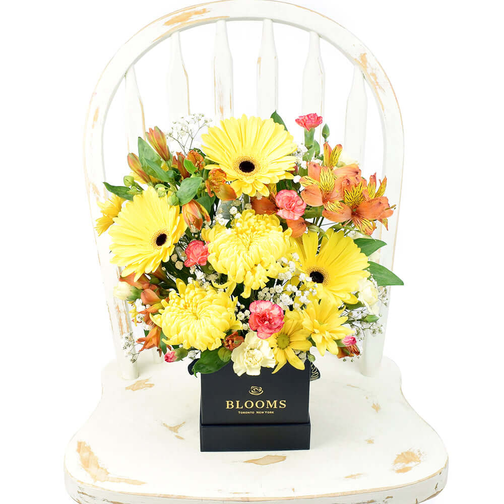 Yellow Floral Hat Box – how the gift is presented