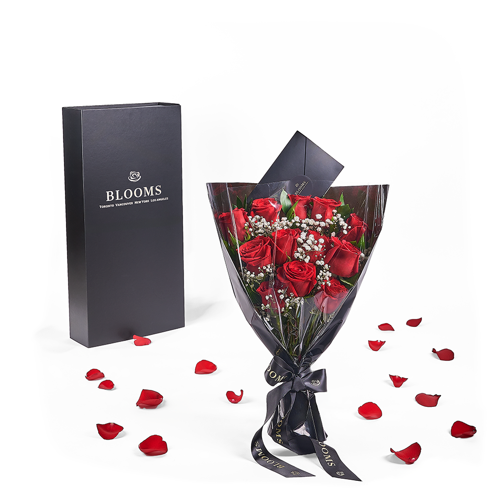 Valentine's Day 12 Red Rose Bouquet – how the gift is presented