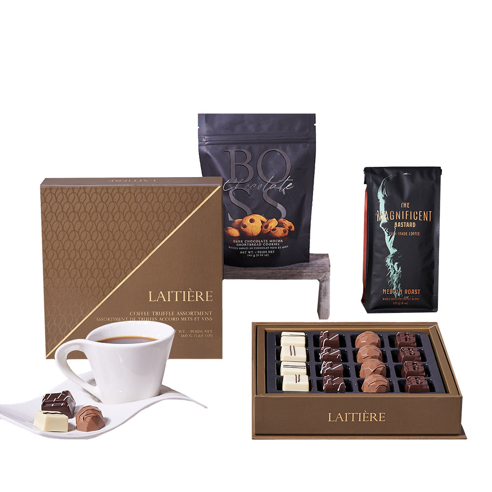 Coffee and Chocolate Truffle Gift Set – how the gift is presented