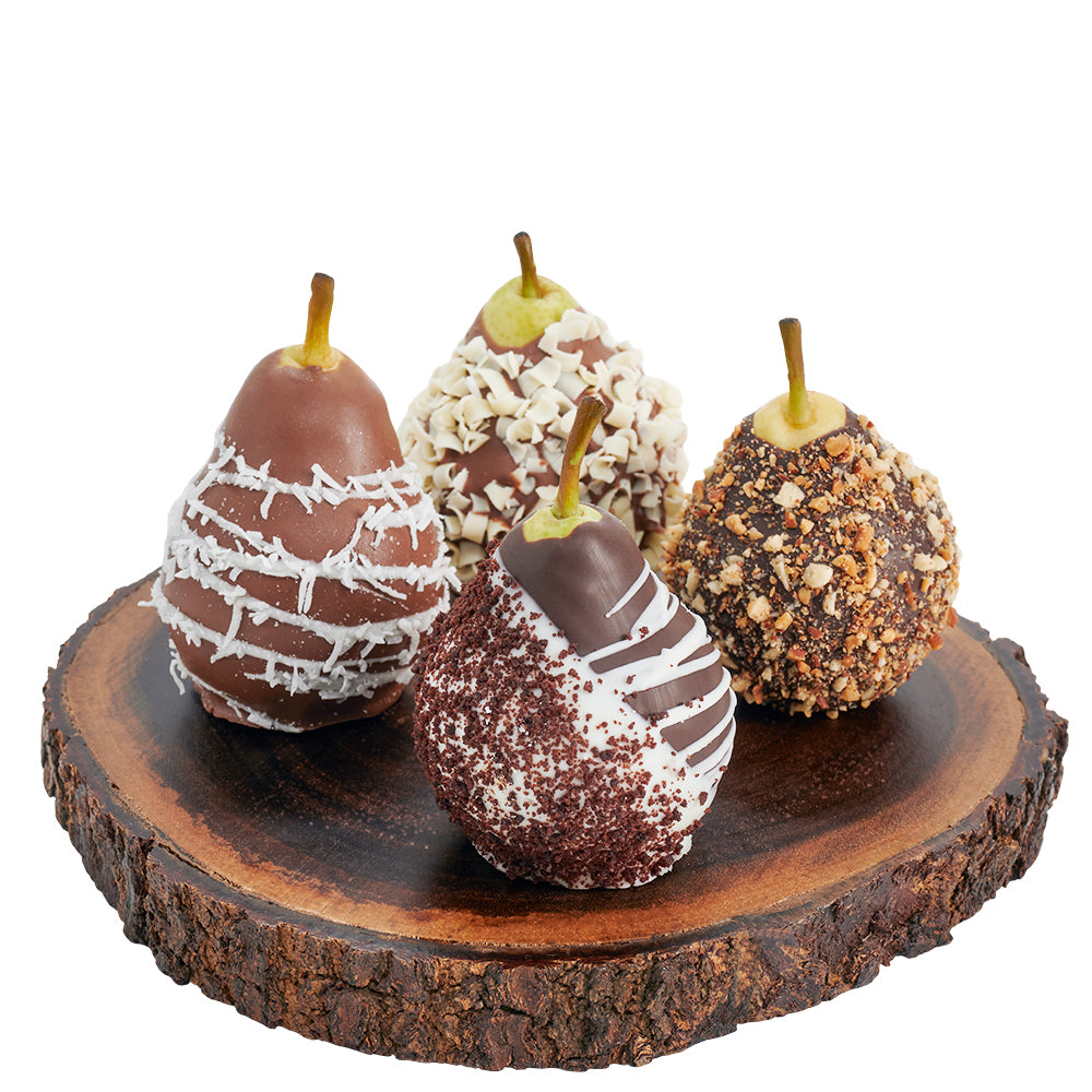 Chocolate Pears with Serving Board – how the gift is presented
