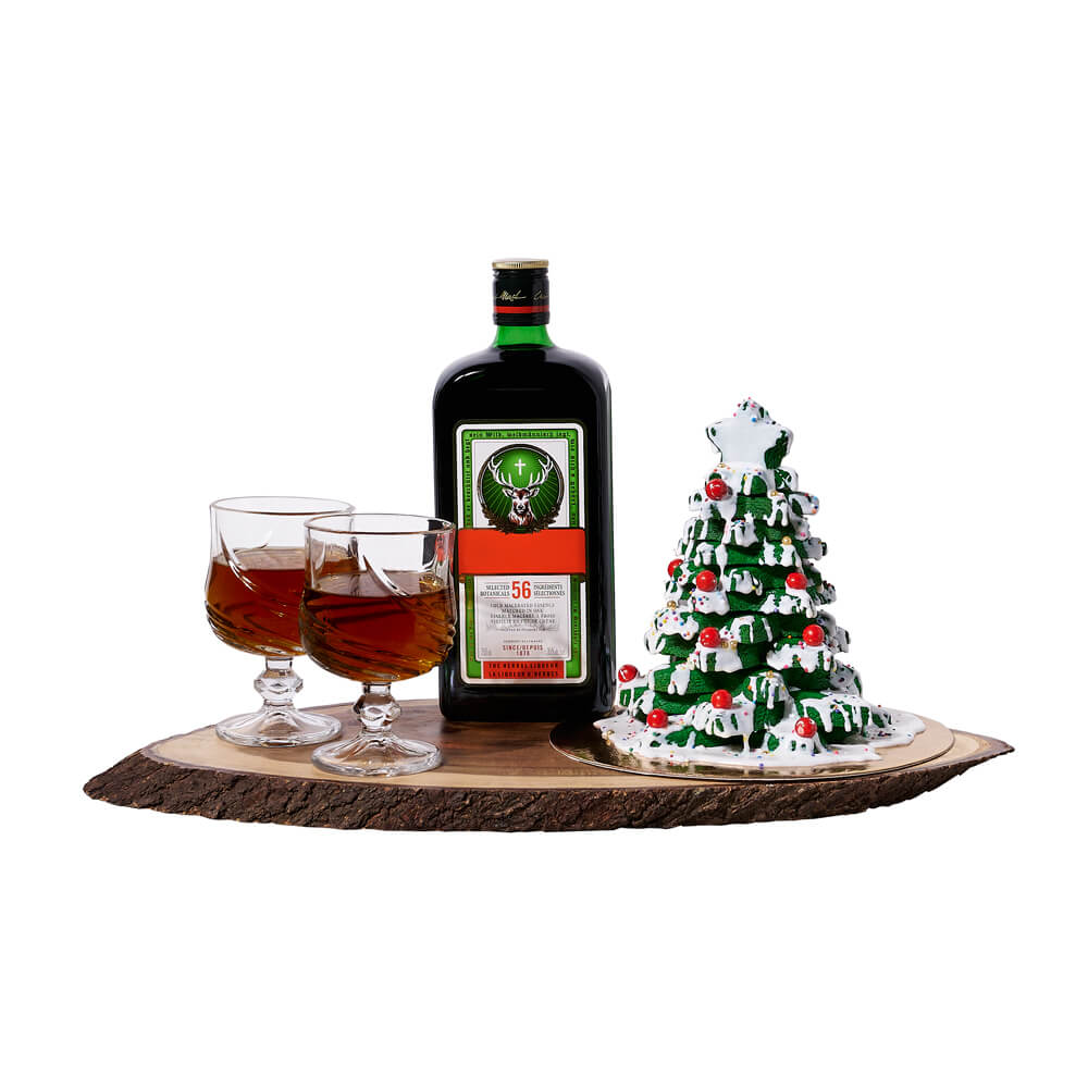 Vodka Gift Basket with Cookie Tower – how the gift is presented