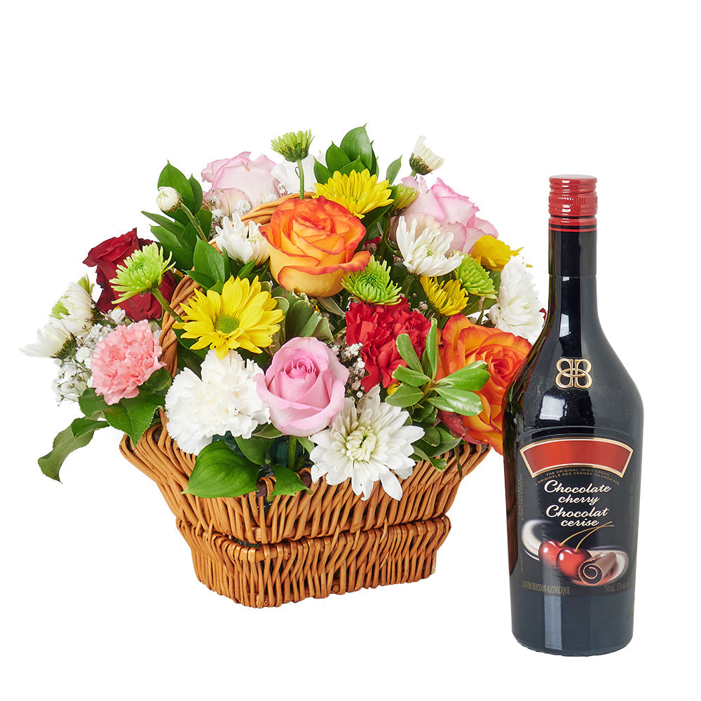 Vodka Floral Gift Basket – how the gift is presented