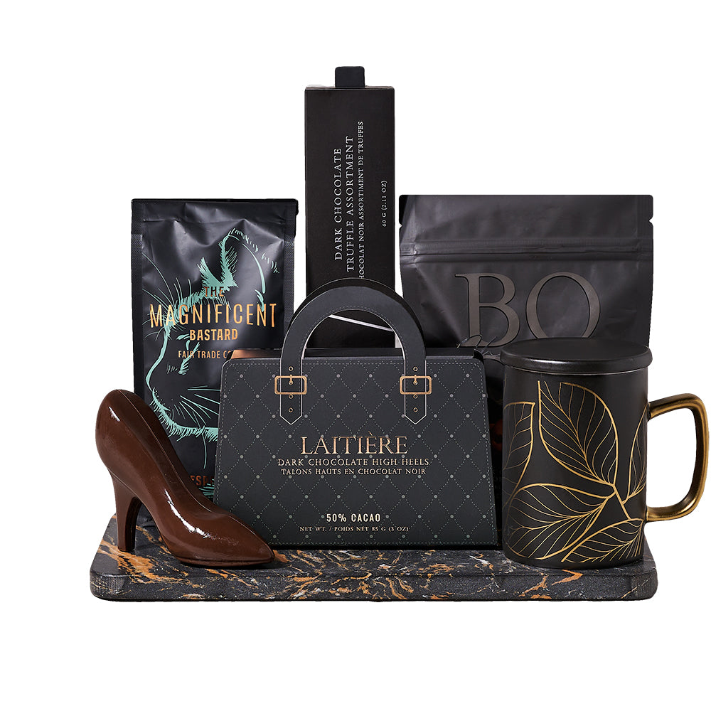 Coffee and Dark Chocolate Board – how the gift is presented