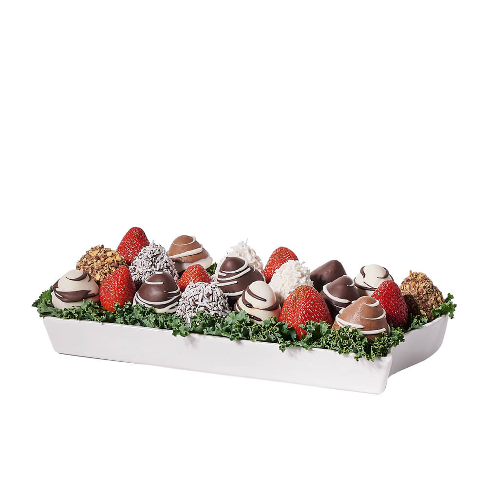 Chocolate Dipped Strawberries Dish – how the gift is presented