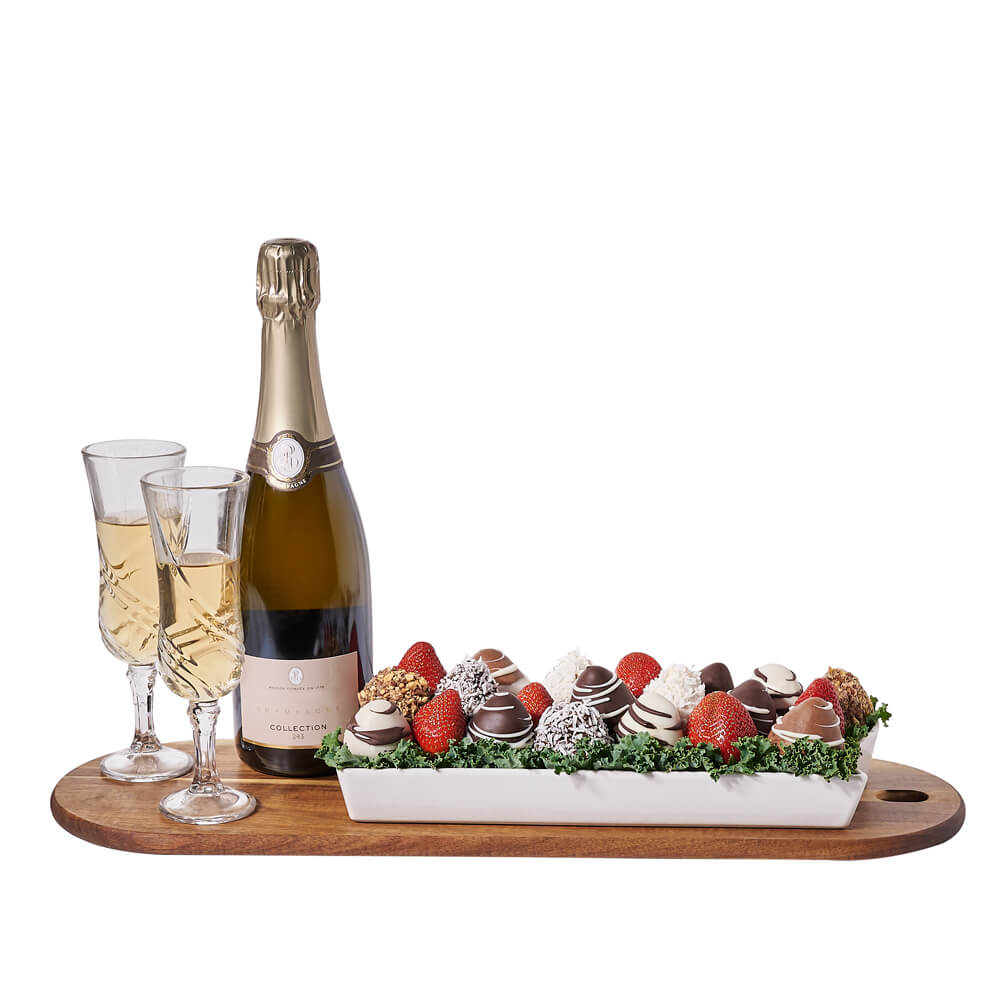 Sparkling Wine and Chocolate Strawberries – how the gift is presented