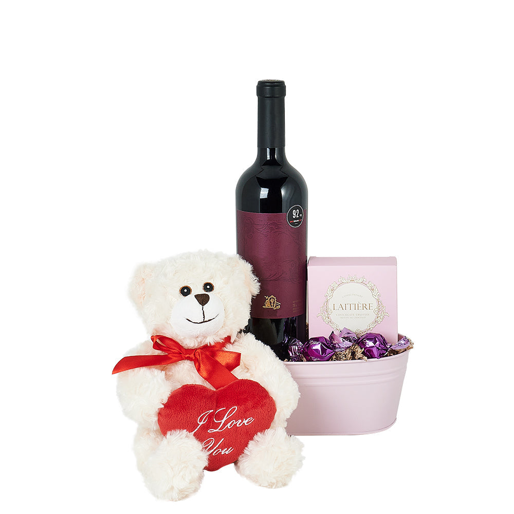 "I Love You" Wine Gift Basket, Vancouver – how the gift is presented