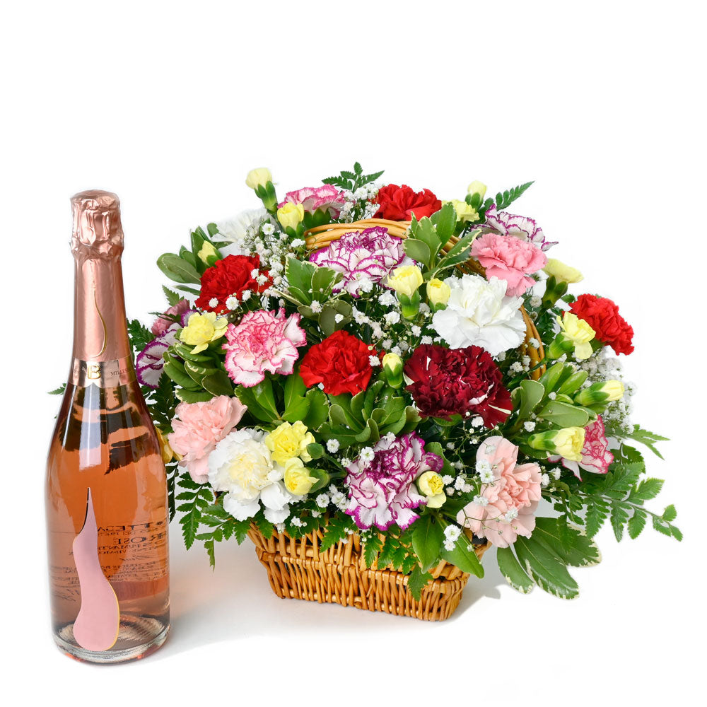 Classic Basket with Sparkling Wine – how the gift is presented
