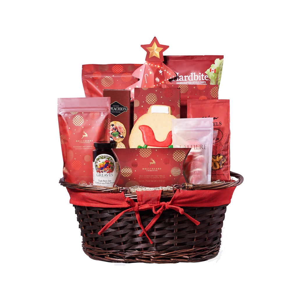 Classic Holiday Treats Wicker Basket – how the gift is presented