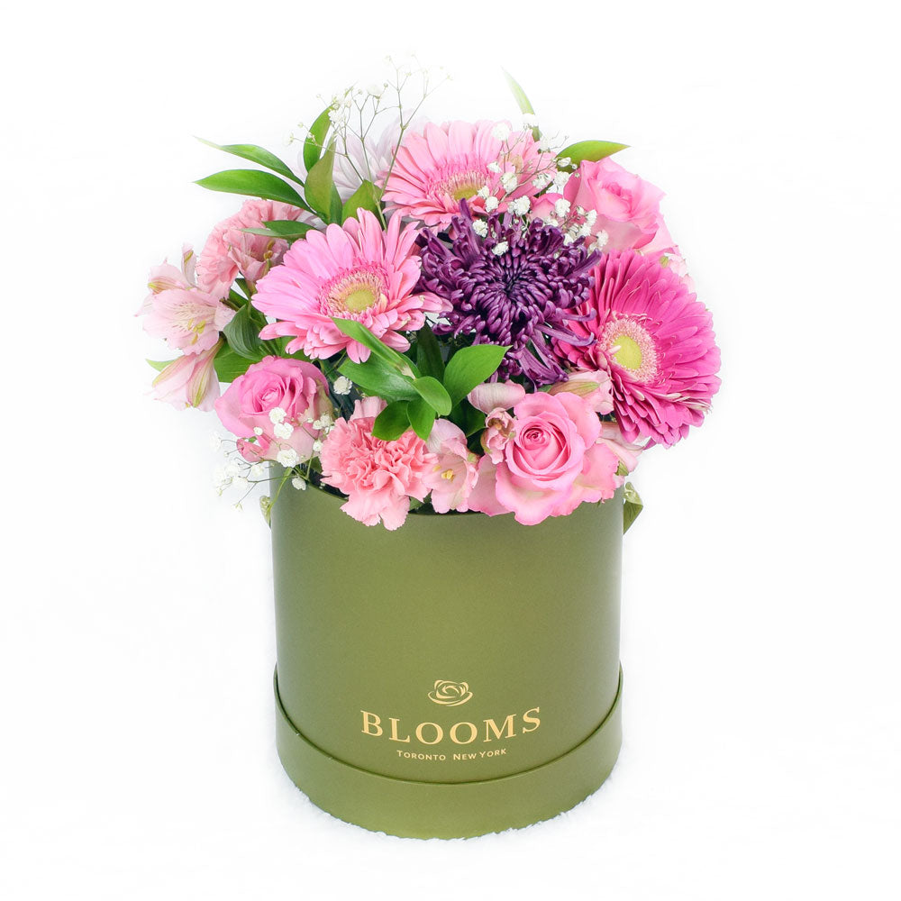 Pink Purple Flower Hat Box – how the gift is presented
