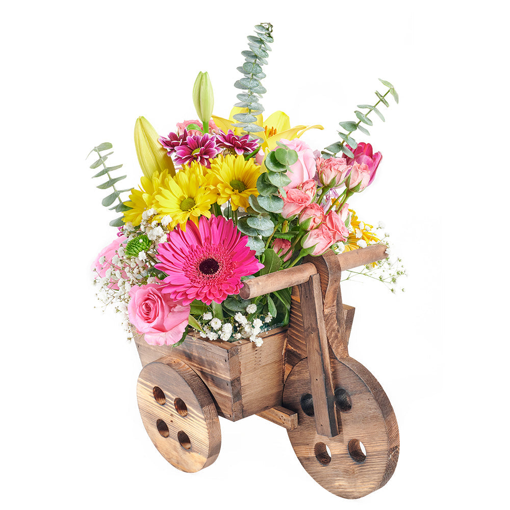Mother's Day Floral Wooden Cart, Vancouver – how the gift is presented