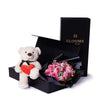 Valentine's Day 12 Stem Pink Rose Bouquet With Box & Bear, Valentine's Day gifts, Vancouver Same Day Flower Delivery, plush gifts