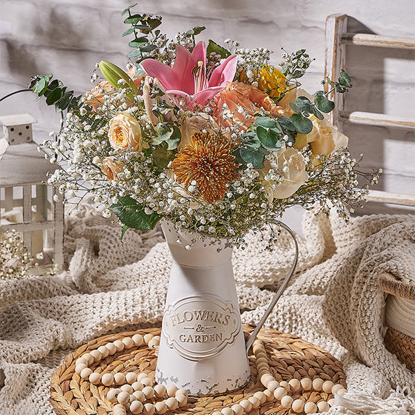 Florist designing a modern flower arrangement in Vancouver