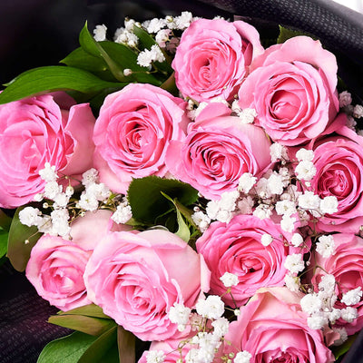 Valentine's Day 12 Stem Pink Rose Bouquet, Toronto Same Day Flower Delivery, Valentine's Day gifts, rose gifts. Vancouver Delivery