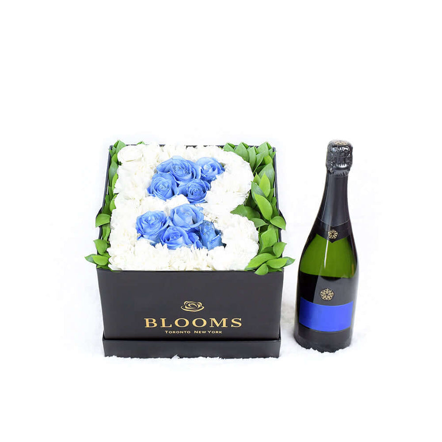 Welcome Baby Boy Flower Box with Champagne,  VancouverDelivery