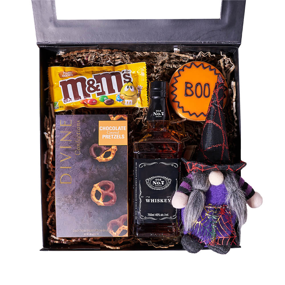 Haunting Spirits &amp; Sweets Gift, halloween gift, halloween, gourmet gift, gourmet, liquor gift, liquor. Blooms Vancouver- Blooms Vancouver Delivery
