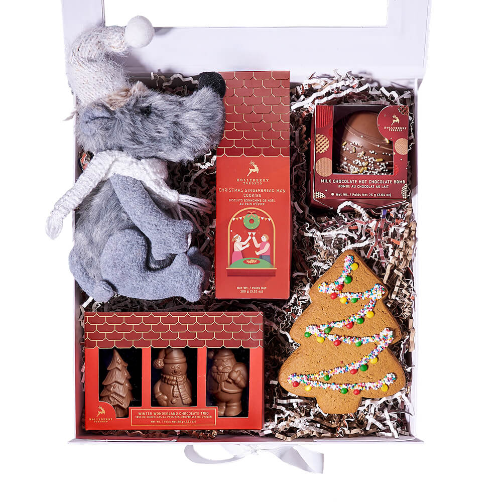Holiday Mouse Gingerbread Box, christmas gift, christmas, holiday gift, holiday, gourmet gift, gourmet. Blooms Vancouver- Blooms Vancouver Delivery