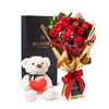 Valentine's Day 12 Stem Red Rose Bouquet With Box & Bear, plush, roses, Valentine's day gifts, Vancouver Same Day Flower Delivery