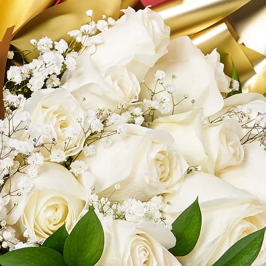 Valentine's Day 12 Stem White Rose Bouquet With Designer Box, Vancouver Same Day Flower Delivery, Valentine's Day gifts, roses. Vancouver Delivery