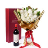 Valentine's Day Dozen White Rose Bouquet With Box & Wine, Vancouver Same Day Flower Delivery, flower gifts, Valentine's Day gifts, wine gifts