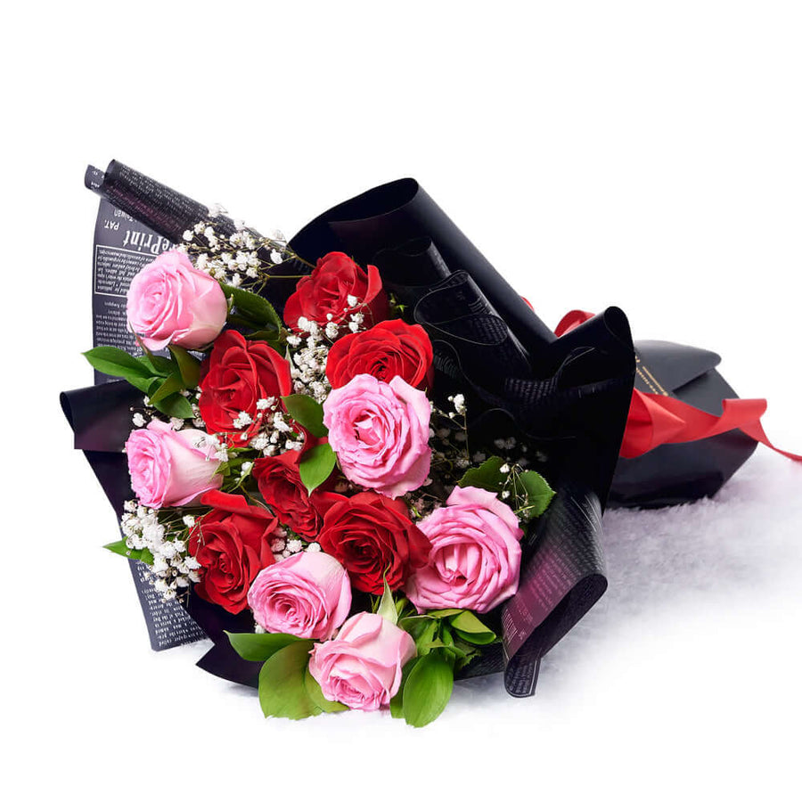 Valentine's Day 12 Stem Red & Pink Rose Bouquet, Vancouver Same Day Flower Delivery, Valentine's Day gifts, roses. Vancouver Delivery