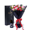 Valentine’s Day 12 Stem Red & Pink Rose Bouquet With Box & Champagne, Vancouver Same Day Flower Delivery, Valentine's Day gifts, roses