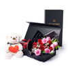 Valentine's Day 12 Stem Red & Pink Rose Bouquet With Box & Bear, Toronto Same Day Flower Delivery, Valentine's Day gifts, roses, plush gifts. Vancouver Delivery