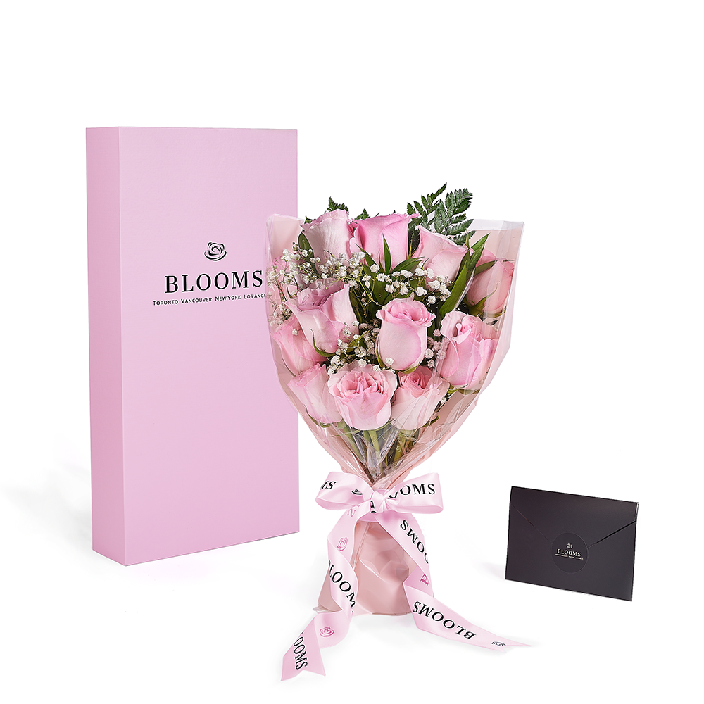 Mother’s Day 12 Stem Pink Rose Bouquet with Box, rose gift, rose, mothers day gift, mothers day, Vancouver delivery