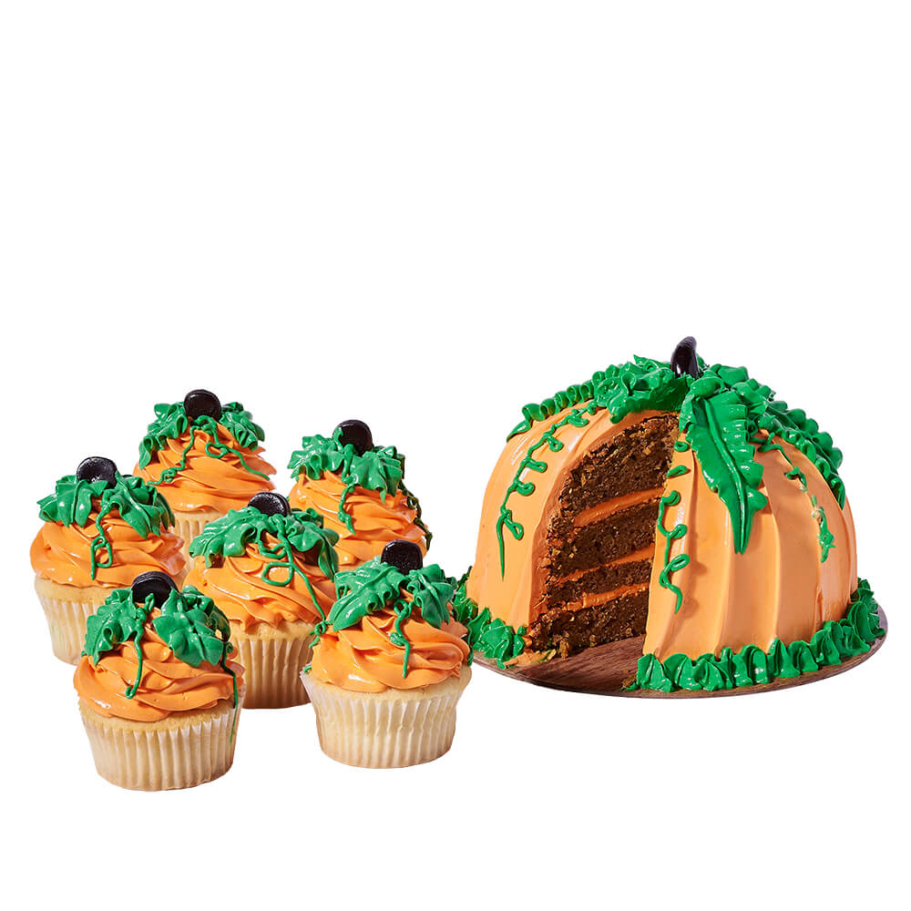 Pumpkin Spice Cake Sharing Set, cake gift, cake, gourmet gift, gourmet, thanksgiving cake, thanksgiving, halloween cake, halloween, fall gift, fall. Blooms Vancouver- Blooms Vancouver Delivery