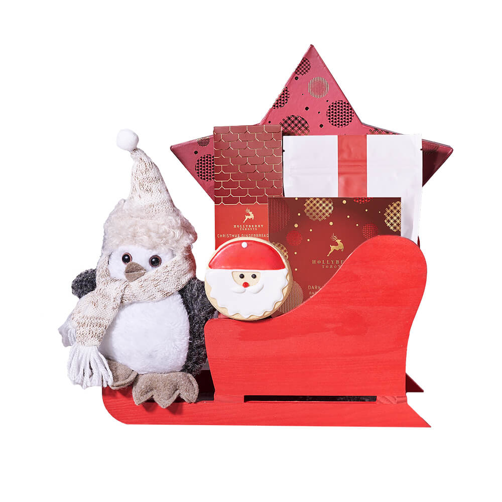 Star Bright Holiday Gift Sleigh, christmas gift, christmas, holiday gift, holiday, gourmet gift, gourmet, chocolate gift, chocolate. Blooms Vancouver- Blooms Vancouver Delivery