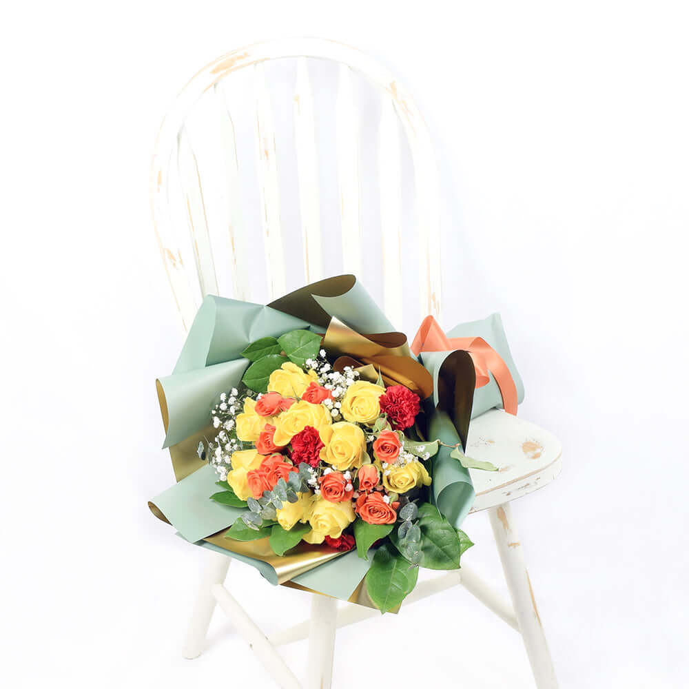 Mixed Yellow and Orange Rose Bouquet - Vancouver Delivery
