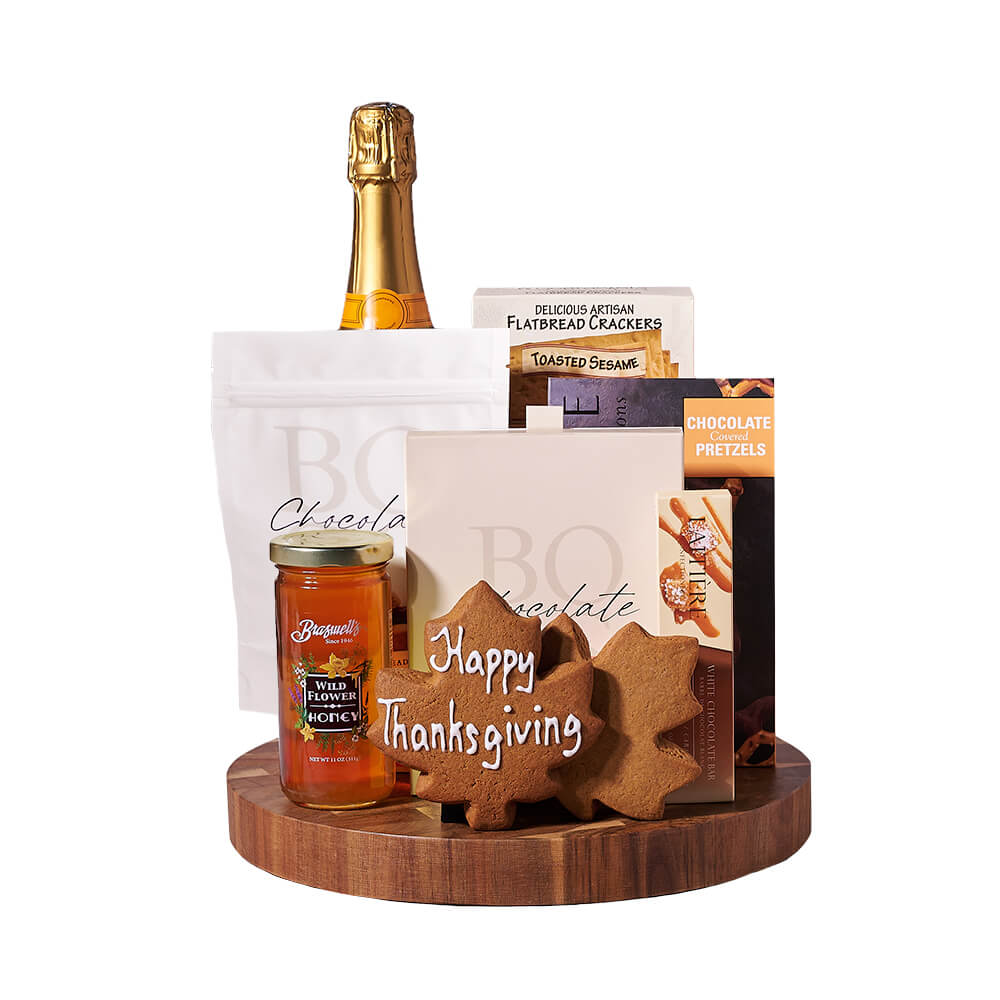 Thanksgiving Champagne &amp; Snack Gift Board, champagne gift, champagne, sparkling wine gift, sparkling wine, gourmet gift, gourmet, thanksgiving gift, thanksgiving. Blooms Vancouver- Blooms Vancouver Delivery