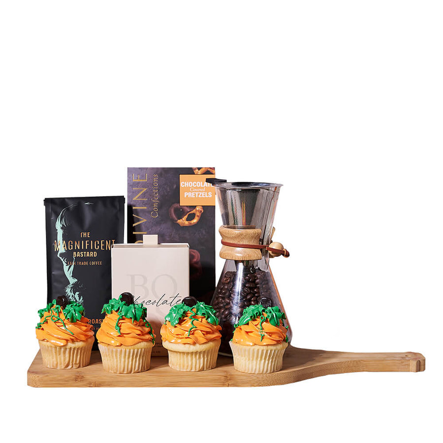 Thanksgiving Coffee Break Gift, thanksgiving gift, thanksgiving, coffee gift, coffee, cupcake gift, cupcake, fall gift, fall, gourmet gift, gourmet. Blooms Vancouver- Blooms Vancouver Delivery