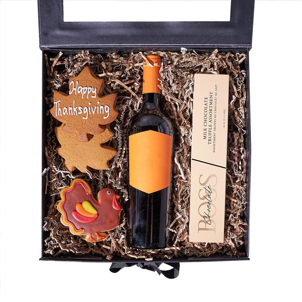 Thanksgiving Wine & Dessert Box, wine gift, wine, thanksgiving gift, thanksgiving, gourmet gift, gourmet. Blooms Vancouver- Blooms Vancouver Delivery