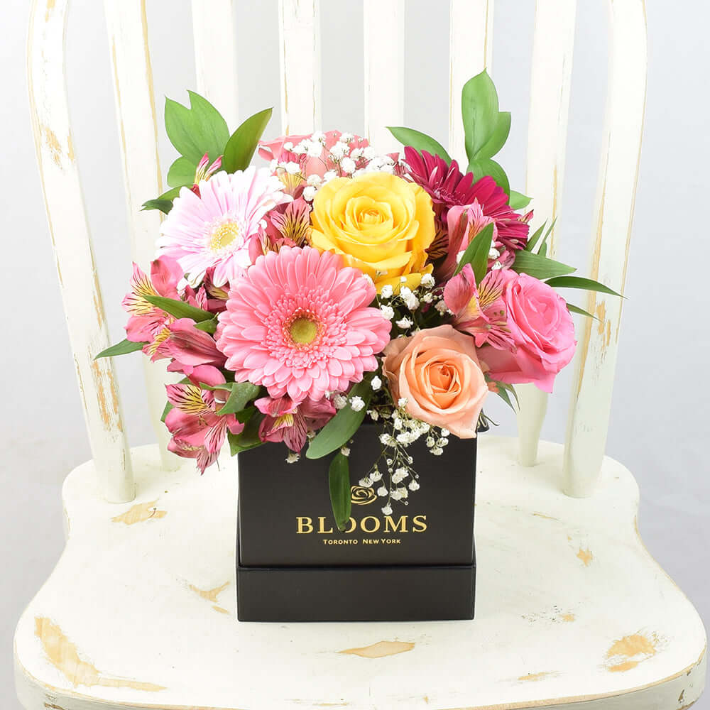 Mix Flower Hat Box Arrangement - Vancouver Same Day Delivery