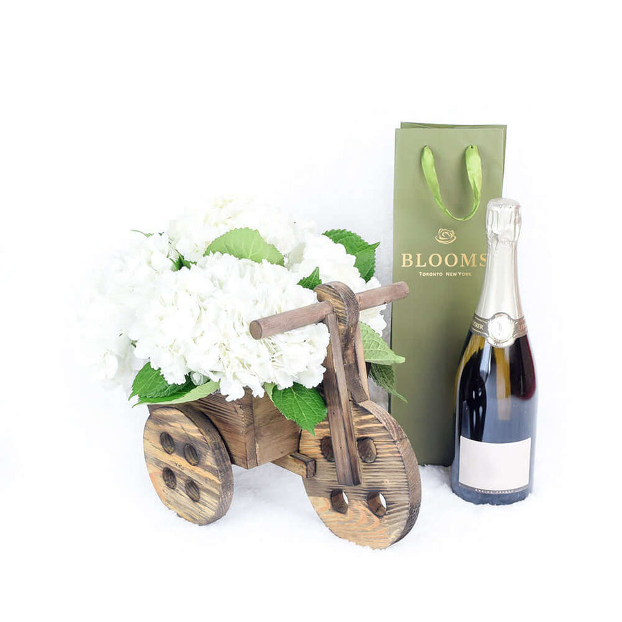 Cadeau de fleurs et de champagne de la campagne toscane