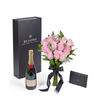 Valentine's Day 12 Stem Pink Rose Bouquet With Box & Champagne, Valentine's Day gifts, Vancouver Same Day Flower Delivery