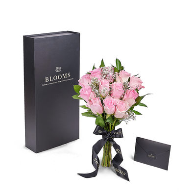 Valentine's Day 12 Stem Pink Rose Bouquet With Designer Box, Toronto Same Day Flower Delivery, Valentine's Day gifts, rose gifts, pink roses. Vancouver Delivery