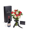 Valentine’s Day 12 Stem Red & White Rose Bouquet With Box & Wine, Valentine's Day gifts, roses, wine gifts, Vancouver Same Day Flower Delivery