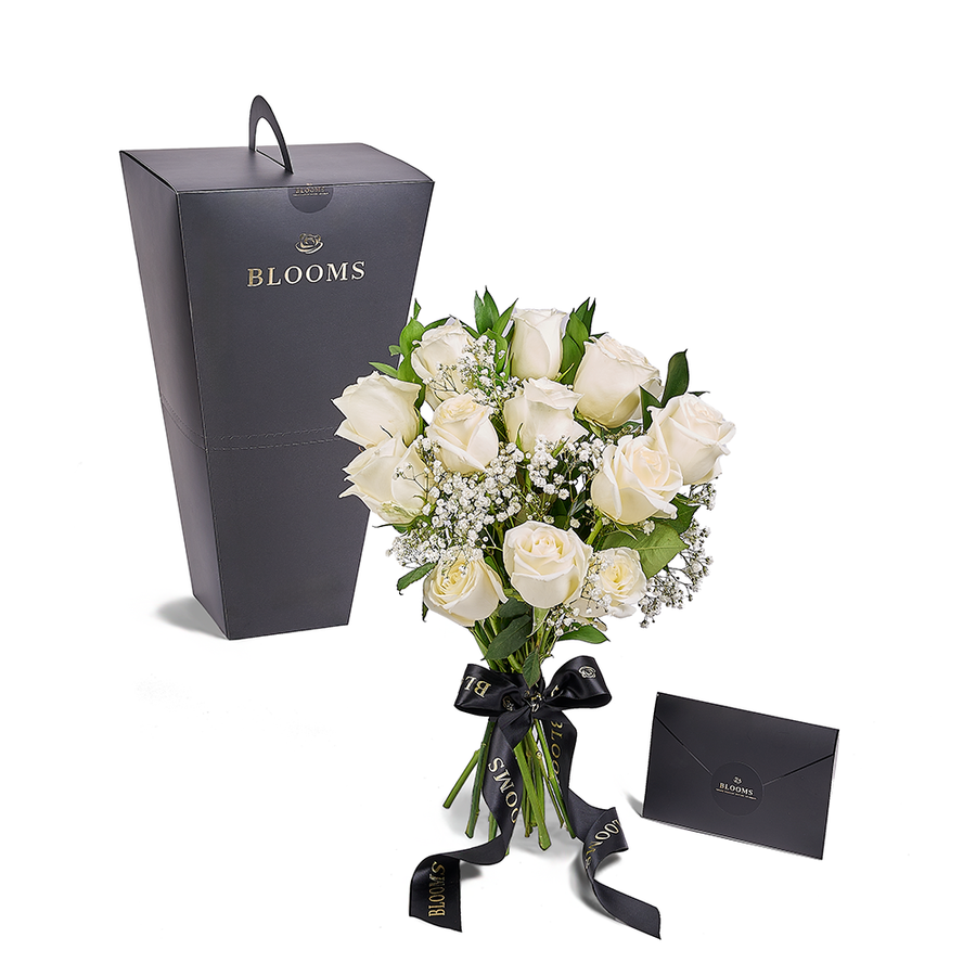 Valentine's Day 12 Stem White Rose Bouquet, Vancouver Same Day Flower Delivery, Valentine's Day gifts, roses