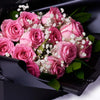 Valentine's Day 12 Stem Pink Rose Bouquet With Box & Wine, Vancouver Same Day Flower Delivery, Valentine's Day gifts, rose gifts, pink roses, wine gifts